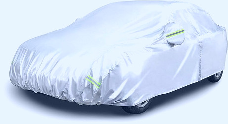 Amazon.com: Amazon Basics Silver Weatherproof Car Cover - PEVA with Cotton,  Sedans up to 190